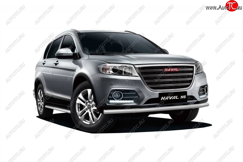 14 299 р. Защита переднего бампера одинарная из трубы d63 мм Petroil Tuning Haval H6 (2013-2020) (Нержавеющая полированная сталь)  с доставкой в г. Чебоксары