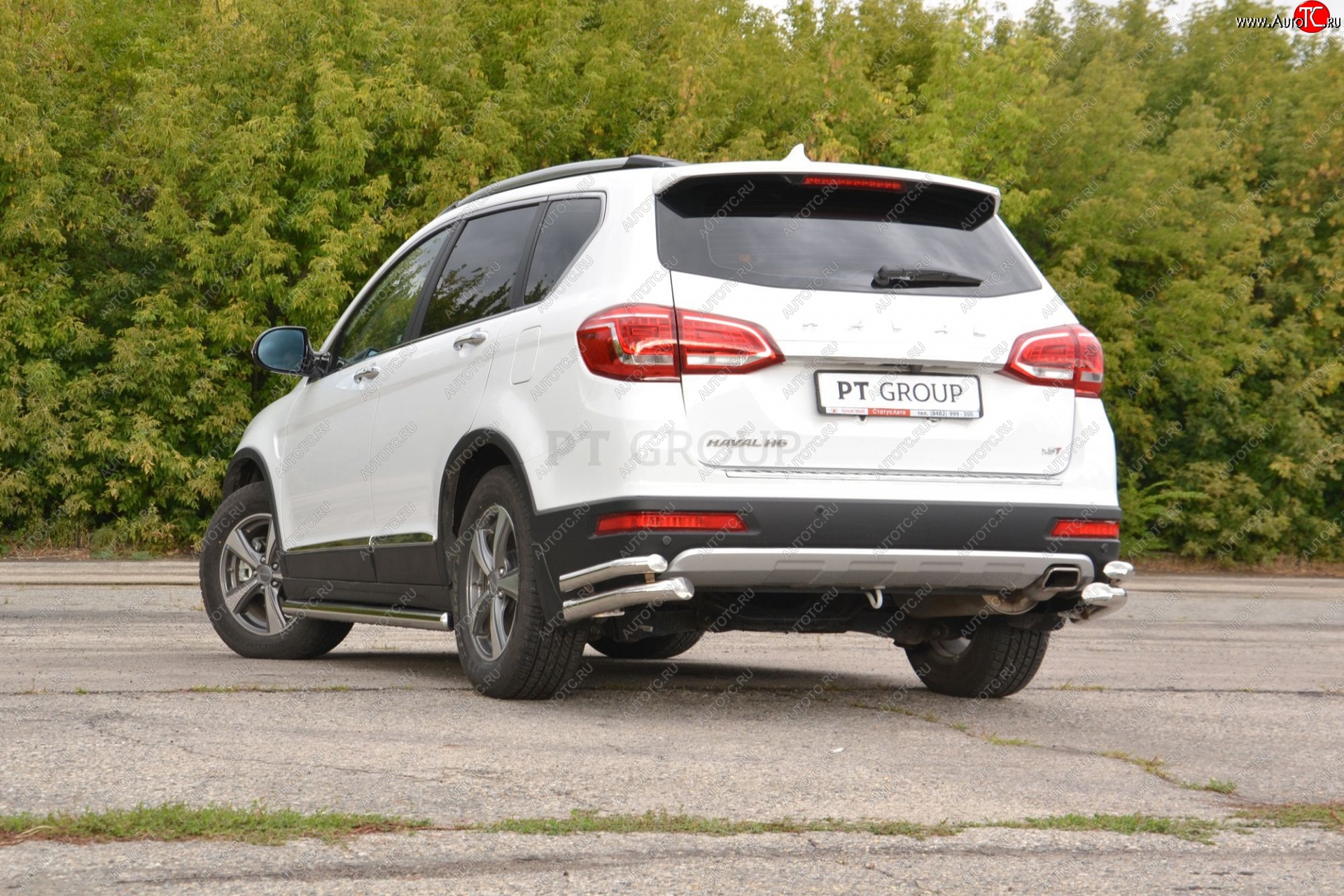 21 999 р. Защита заднего бампера Petroil Tuning (уголки двойные, d63/51)  Haval H6 (2013-2020) (Нержавеющая полированная сталь)  с доставкой в г. Чебоксары