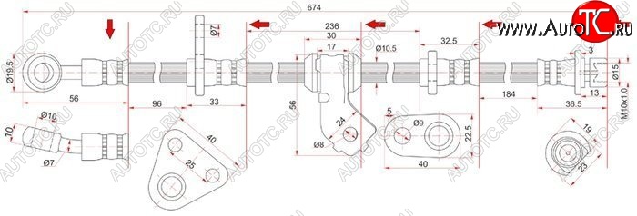 1 689 р. Тормозной шланг передний SAT (правый) Honda Civic EG седан (1992-1995)  с доставкой в г. Чебоксары