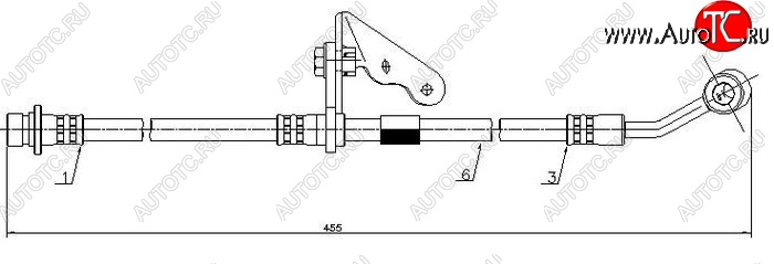 1 079 р. Тормозной шланг SAT (передний, левый, L=455) Honda Civic EJ,EK,EM седан дорестайлинг (1995-1998)  с доставкой в г. Чебоксары
