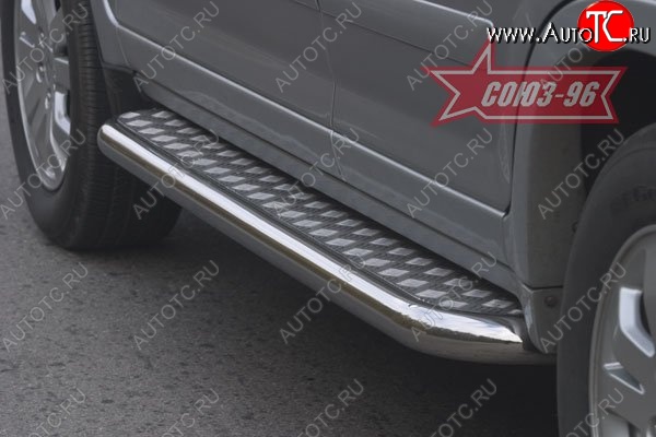 13 724 р. Защита порогов с листом Souz-96 (d60). Honda CR-V RE1,RE2,RE3,RE4,RE5,RE7 дорестайлинг (2007-2010)  с доставкой в г. Чебоксары