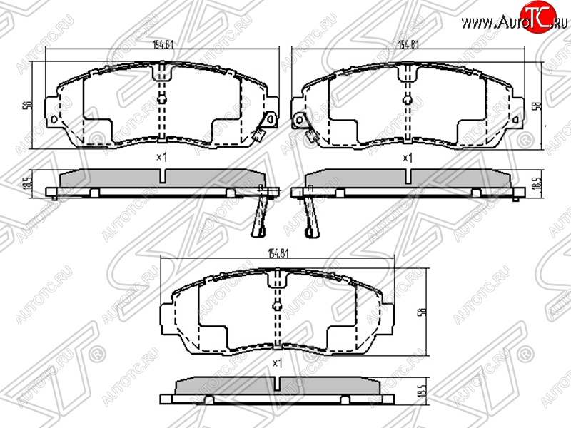 1 099 р. Колодки тормозные передние SAT Honda CR-V RE1,RE2,RE3,RE4,RE5,RE7 дорестайлинг (2007-2010)  с доставкой в г. Чебоксары
