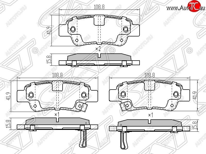 569 р. Колодки тормозные задние SAT Honda CR-V RE1,RE2,RE3,RE4,RE5,RE7 дорестайлинг (2007-2010)  с доставкой в г. Чебоксары