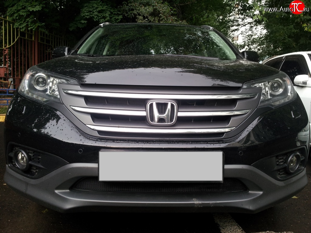 1 469 р. Сетка на бампер (2.0) Russtal (черная) Honda CR-V RM1,RM3,RM4 дорестайлинг (2012-2015)  с доставкой в г. Чебоксары