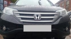 2 249 р. Сетка на бампер (2.4) Russtal (черная) Honda CR-V RM1,RM3,RM4 дорестайлинг (2012-2015)  с доставкой в г. Чебоксары. Увеличить фотографию 4