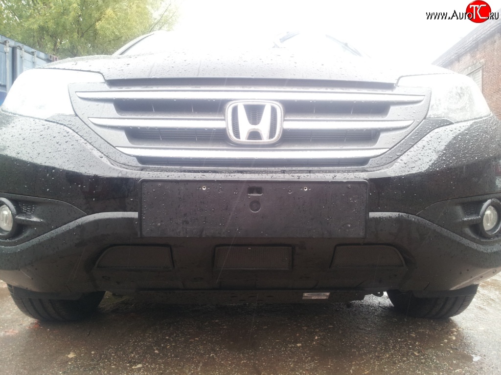 2 249 р. Сетка на бампер (2.4) Russtal (черная) Honda CR-V RM1,RM3,RM4 дорестайлинг (2012-2015)  с доставкой в г. Чебоксары