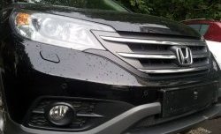 1 539 р. Сетка на бампер (2.0) Russtal (хром) Honda CR-V RM1,RM3,RM4 дорестайлинг (2012-2015)  с доставкой в г. Чебоксары. Увеличить фотографию 2