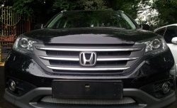 1 539 р. Сетка на бампер (2.0) Russtal (хром) Honda CR-V RM1,RM3,RM4 дорестайлинг (2012-2015)  с доставкой в г. Чебоксары. Увеличить фотографию 5