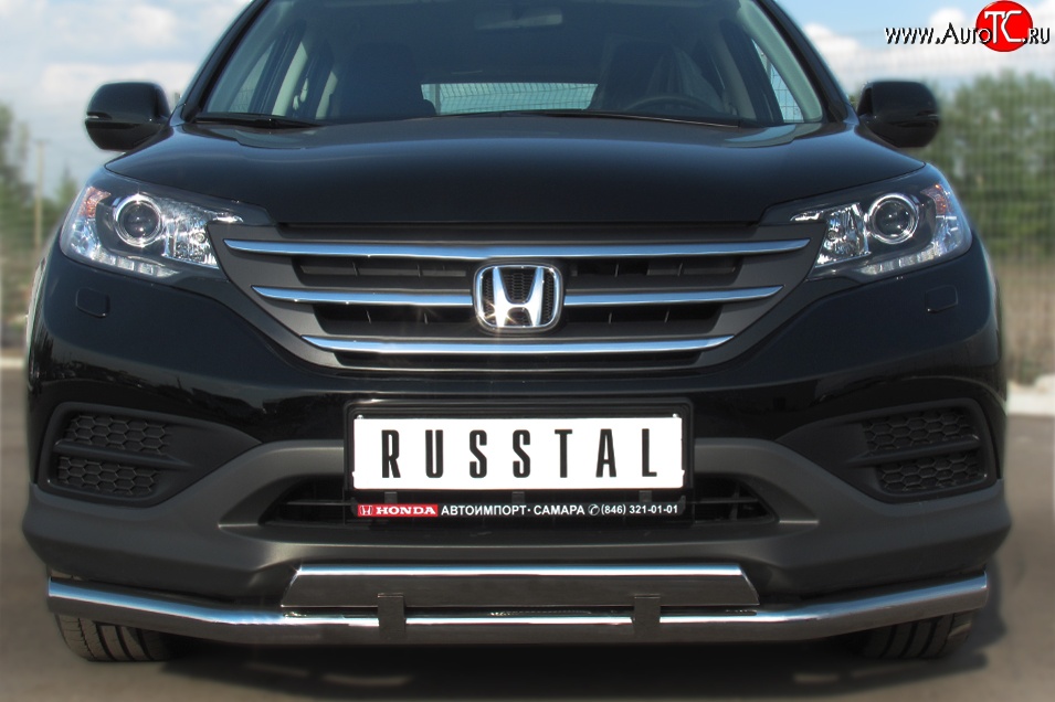 17 999 р. Защита переднего бампера (2 трубыØ63 и 42 мм, нержавейка) SLITKOFF  Honda CR-V  RM1,RM3,RM4 (2012-2015) дорестайлинг  с доставкой в г. Чебоксары