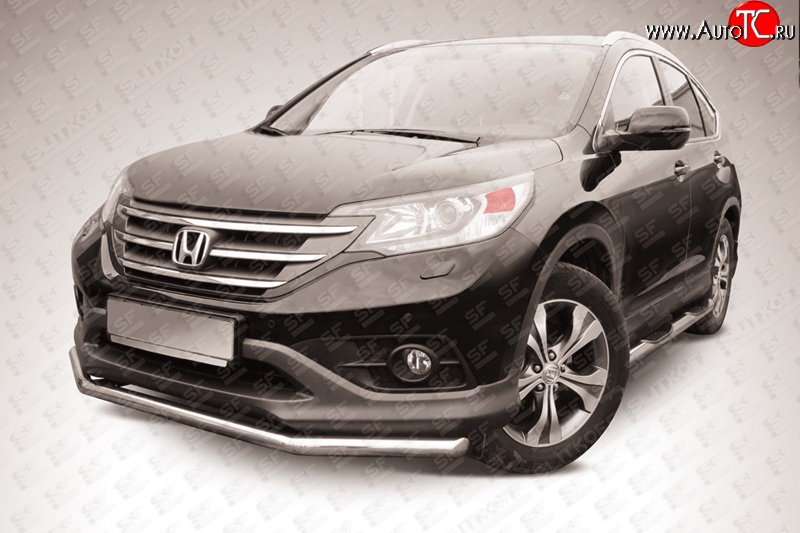 11 899 р. Одинарная защита переднего бампера из трубы диаметром 57 мм Slitkoff  Honda CR-V  RM1,RM3,RM4 (2012-2015) дорестайлинг (Нержавейка, Полированная)  с доставкой в г. Чебоксары