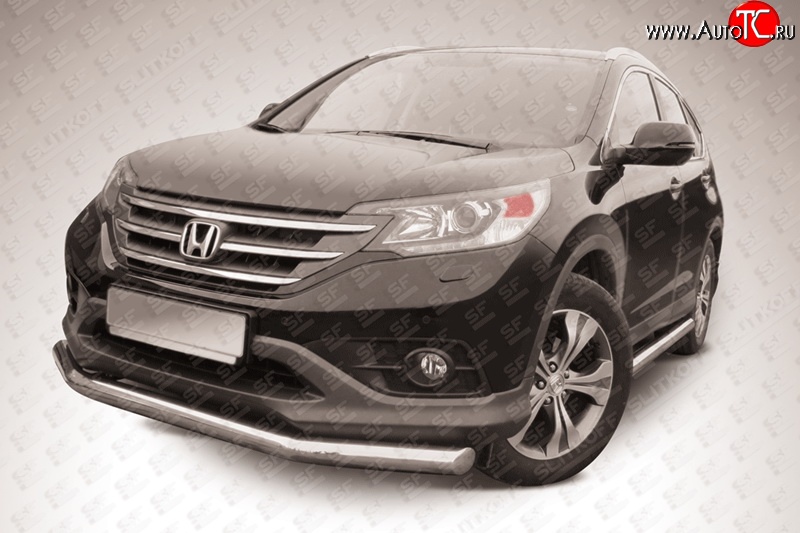 13 749 р. Одинарная защита переднего бампера диаметром 76 мм Slitkoff  Honda CR-V  RM1,RM3,RM4 (2012-2015) дорестайлинг (Нержавейка, Полированная)  с доставкой в г. Чебоксары