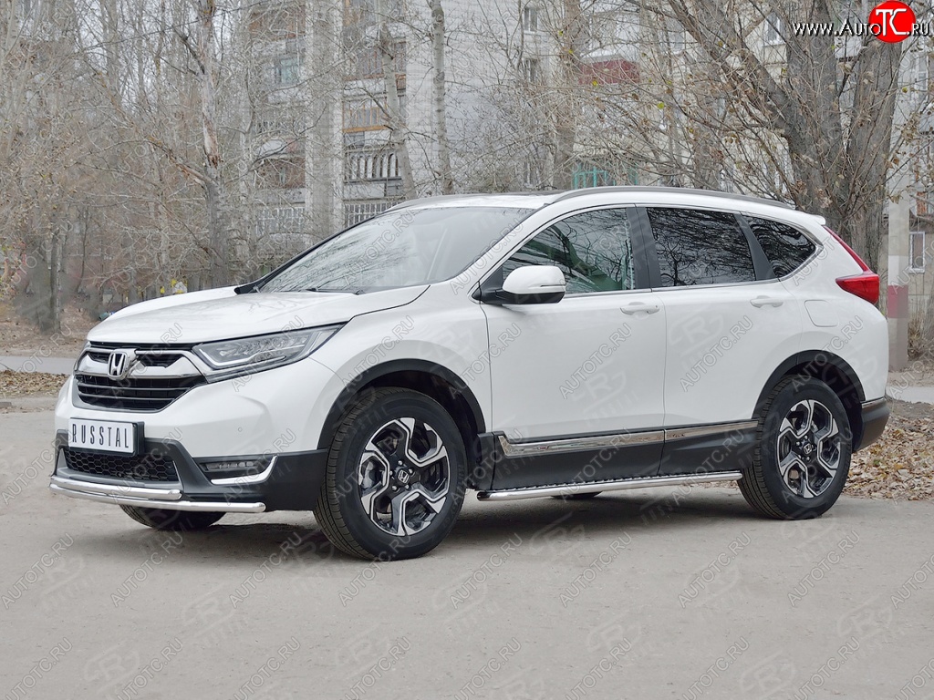 17 449 р. Защита переднего бампера (2 трубыØ42 мм, нержавейка) SLITKOFF  Honda CR-V  RW,RT (2016-2020) дорестайлинг  с доставкой в г. Чебоксары