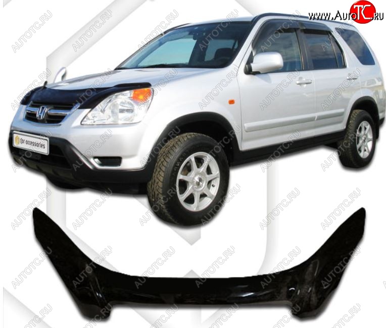 2 799 р. Дефлектор капота CA-Plastiс exclusive Honda CR-V RD4,RD5,RD6,RD7,RD9  рестайлинг (2004-2006) (Classic черный, Без надписи)  с доставкой в г. Чебоксары