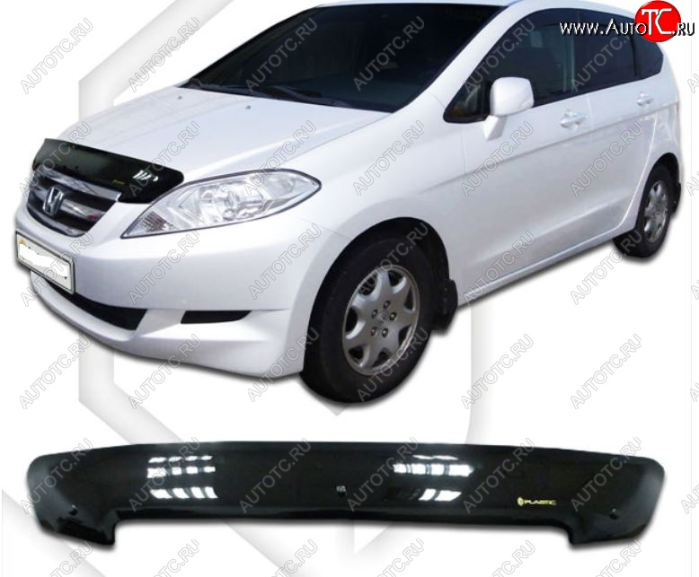 2 079 р. Дефлектор капота (BE1, BE2, BE3, BE4) CA Plastic Honda Edix (2004-2009) (Classic черный, Без надписи)  с доставкой в г. Чебоксары