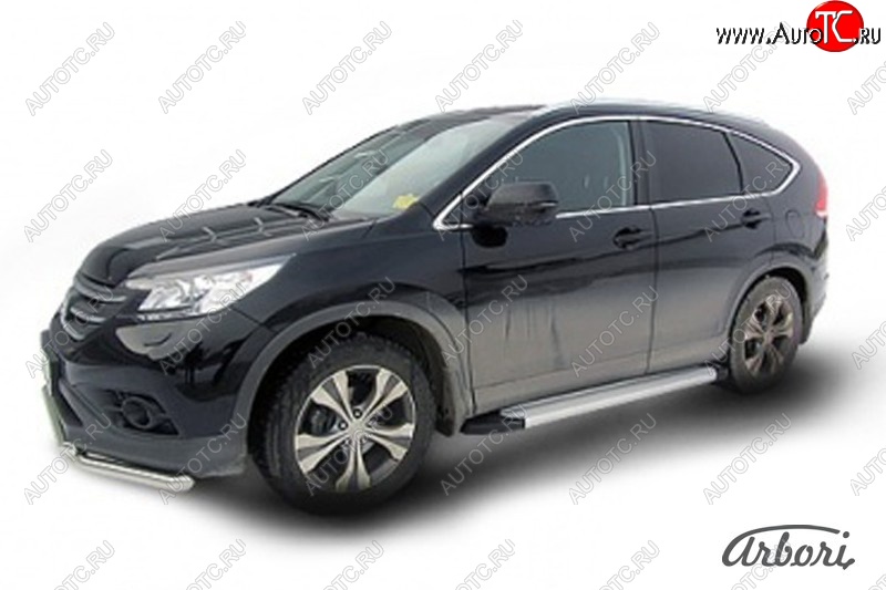 10 979 р. Порожки для ног Arbori Optima Silver  Honda CR-V  RM1,RM3,RM4 (2012-2018) дорестайлинг, рестайлинг  с доставкой в г. Чебоксары