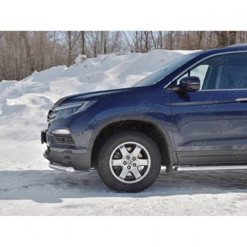 19 499 р. Защита переднего бампера (Ø63 мм, нержавейка) SLITKOFF Honda Pilot YF6 дорестайлинг (2016-2019)  с доставкой в г. Чебоксары. Увеличить фотографию 2
