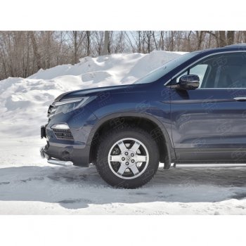 17 299 р. Защита переднего бампера (2 трубы Ø63 и 75х42 мм, нержавейка) Russtal Honda Pilot YF6 дорестайлинг (2016-2019)  с доставкой в г. Чебоксары. Увеличить фотографию 2