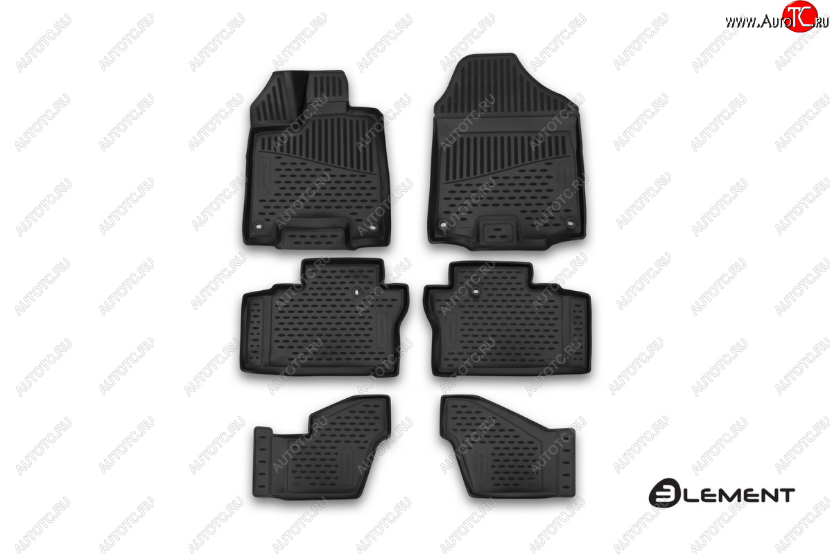 2 799 р. Коврики в салон Element 3D (полиуретан, 6 шт.) Honda Pilot YF6 рестайлинг (2018-2021) (Черные)  с доставкой в г. Чебоксары