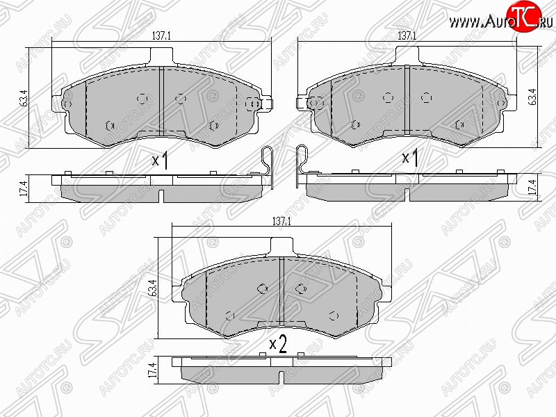 929 р. Колодки тормозные SAT (передние) Hyundai Elantra XD седан дорестайлинг (2000-2003)  с доставкой в г. Чебоксары