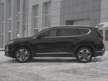 17 299 р. Защита порогов из трубы d42 SLITKOFF Hyundai Santa Fe TM рестайлинг (2020-2022) (Вариант 1 (со скосами на торцах))  с доставкой в г. Чебоксары. Увеличить фотографию 2