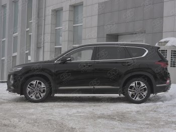 21 599 р. Пороги из трубы d63 SLITKOFF Hyundai Santa Fe TM рестайлинг (2020-2022) (Вариант 1 (со скосами на торцах))  с доставкой в г. Чебоксары. Увеличить фотографию 2