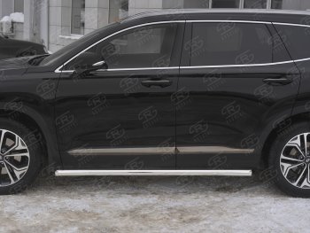 21 599 р. Пороги из трубы d63 SLITKOFF Hyundai Santa Fe TM рестайлинг (2020-2022) (Вариант 1 (со скосами на торцах))  с доставкой в г. Чебоксары. Увеличить фотографию 3