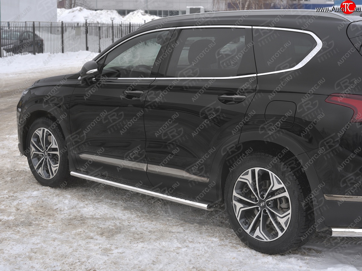 19 399 р. Пороги из трубы 120х60 овал с проступью Russtal Hyundai Santa Fe TM рестайлинг (2020-2022)  с доставкой в г. Чебоксары