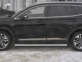19 399 р. Пороги из трубы 120х60 овал с проступью Russtal Hyundai Santa Fe TM рестайлинг (2020-2022)  с доставкой в г. Чебоксары. Увеличить фотографию 3