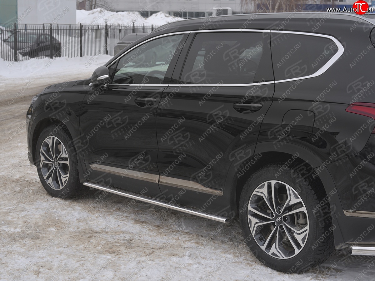 16 649 р. Пороги из труб 75х42 с проступью Russtal Hyundai Santa Fe TM рестайлинг (2020-2022)  с доставкой в г. Чебоксары