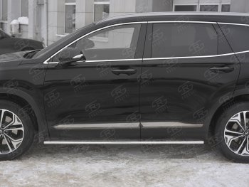 16 649 р. Пороги из труб 75х42 с проступью Russtal Hyundai Santa Fe TM рестайлинг (2020-2022)  с доставкой в г. Чебоксары. Увеличить фотографию 3