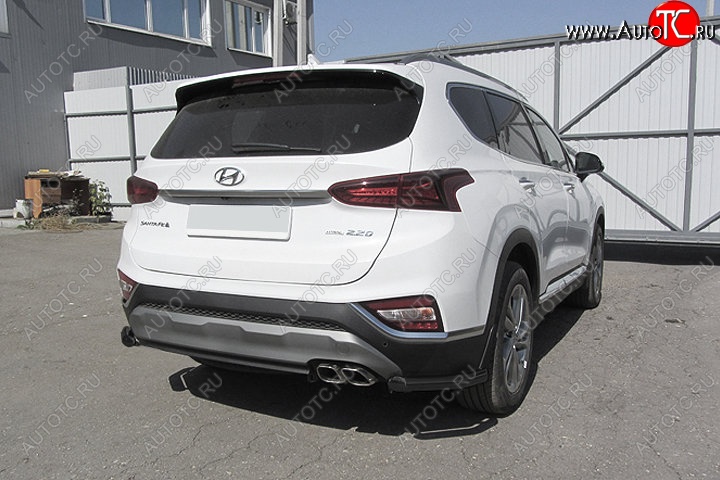 8 599 р. Защита заднего бампера Slitkoff (уголки, d57 мм)  Hyundai Santa Fe  TM (2018-2021) дорестайлинг (Сталь с полимерным покрытием. Цвет: чёрный)  с доставкой в г. Чебоксары