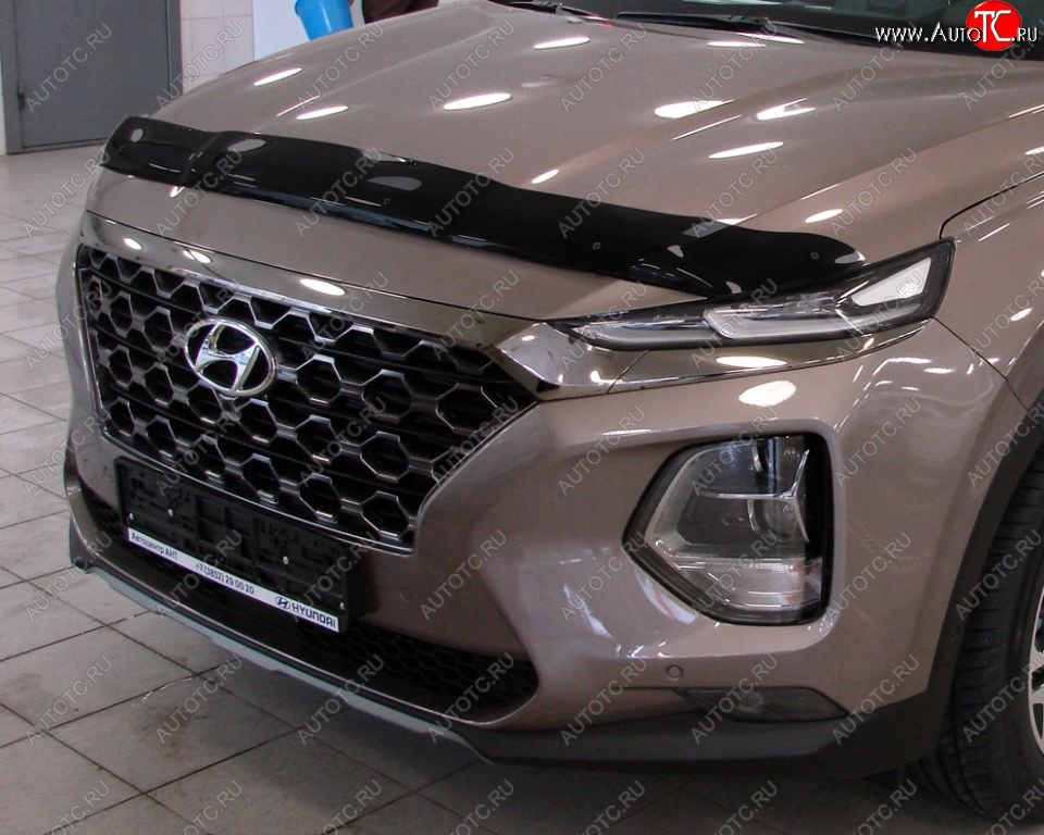 3 379 р. Дефлектор капота SIM Hyundai Santa Fe TM рестайлинг (2020-2022)  с доставкой в г. Чебоксары