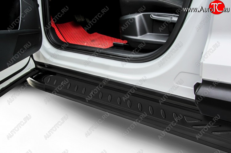 17 399 р. Пороги алюминиевые Slitkoff Hyundai Santa Fe TM дорестайлинг (2018-2021) (Elite Black)  с доставкой в г. Чебоксары