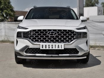 16 999 р. Защита переднего бампера (Ø42 мм секции, нержавейка) SLITKOFF Hyundai Santa Fe TM рестайлинг (2020-2022)  с доставкой в г. Чебоксары. Увеличить фотографию 2