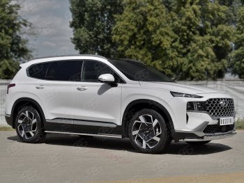 19 749 р. Защита переднего бампера SLITKOFF (2 трубы Ø42+42 мм, нержавейка) Hyundai Santa Fe TM рестайлинг (2020-2022)  с доставкой в г. Чебоксары. Увеличить фотографию 3