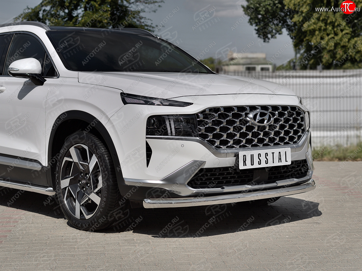 18 299 р. Защита переднего бампера (Ø63 мм, нержавейка) SLITKOFF Hyundai Santa Fe TM рестайлинг (2020-2022)  с доставкой в г. Чебоксары
