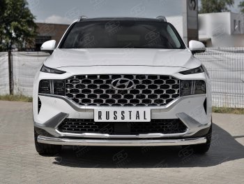 18 299 р. Защита переднего бампера (Ø63 мм, нержавейка) SLITKOFF Hyundai Santa Fe TM рестайлинг (2020-2022)  с доставкой в г. Чебоксары. Увеличить фотографию 2