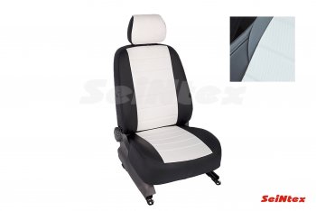 Чехлы для сидений Seintex (экокожа, заднее сидение 60/40) Hyundai Solaris HCR седан дорестайлинг (2017-2020) (Цвет: черный/белый)