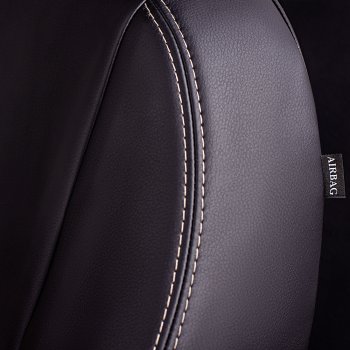 6 799 р. Чехлы для сидений Lord Autofashion Турин (экокожа, сплошная спинка 2 П-образных подголовника) Hyundai Solaris HCR седан дорестайлинг (2017-2020) (Черный, вставка бежевая)  с доставкой в г. Чебоксары. Увеличить фотографию 5
