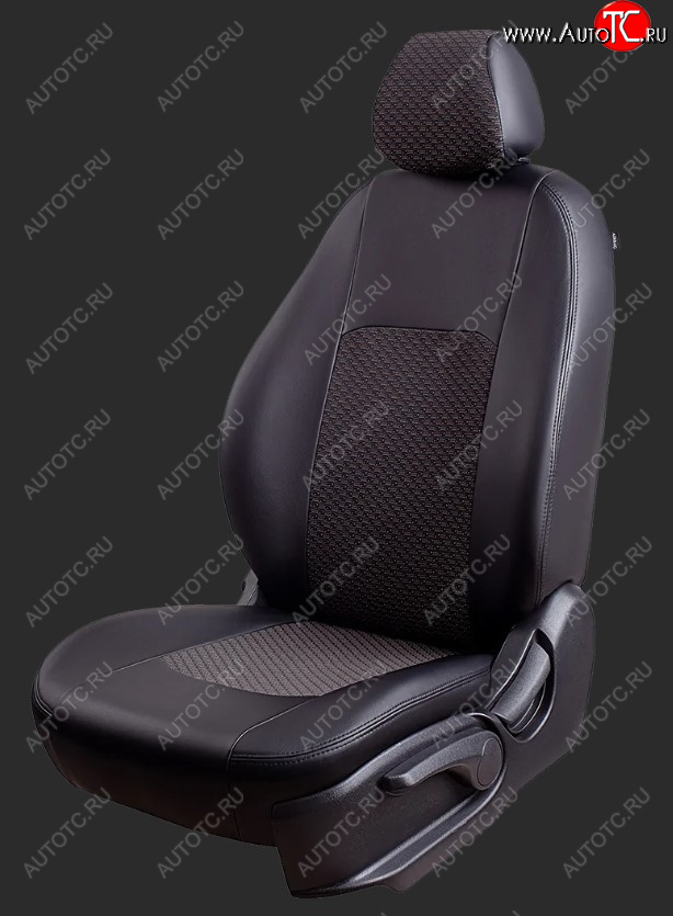 6 799 р. Чехлы для сидений Lord Autofashion Турин (экокожа/жаккард, сплошная спинка, 2 П-образных подголовника) Hyundai Solaris HCR седан дорестайлинг (2017-2020) (Черный, вставка жаккард Чёрный Мокка)  с доставкой в г. Чебоксары