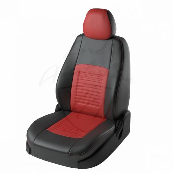 Чехлы для сидений Lord Autofashion Турин (экокожа) Hyundai Solaris RBr хэтчбэк рестайлинг (2014-2017) (Чёрный, вставка красная)