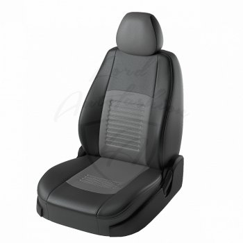 Чехлы для сидений Lord Autofashion Турин (экокожа) Hyundai Solaris RBr хэтчбэк рестайлинг (2014-2017) (Чёрный, вставка серая)