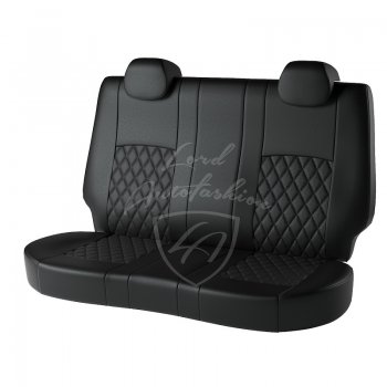 7 199 р. Чехлы для сидений Lord Autofashion Турин Ромб (экокожа) Hyundai Solaris RBr хэтчбэк рестайлинг (2014-2017) (Черный, вставка черная, строчка черная)  с доставкой в г. Чебоксары. Увеличить фотографию 2