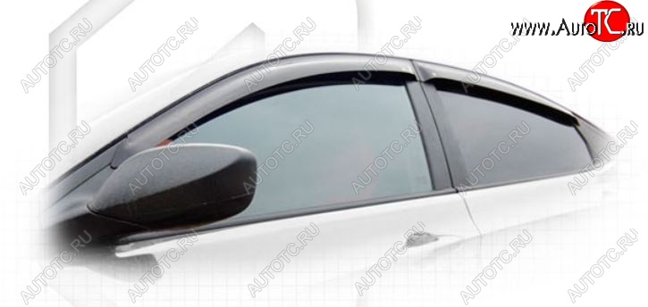 2 159 р. Дефлектора окон CA-Plastic Hyundai Solaris RBr седан дорестайлинг (2010-2014) (Classic полупрозрачный, Без хром.молдинга, Крепление только на скотч)  с доставкой в г. Чебоксары