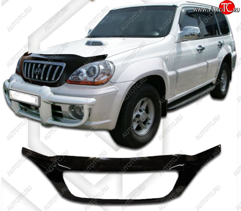3 099 р. Дефлектор капота CA-Plastic exclusive Hyundai Terracan HP рестайлинг (2004-2007) (Classic черный, Без надписи)  с доставкой в г. Чебоксары