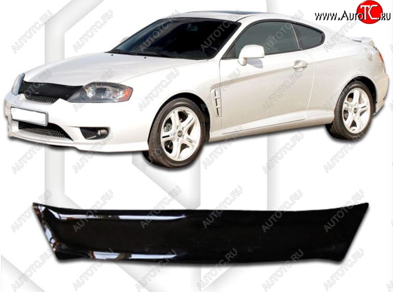 1 899 р. Дефлектор капота CA-Plastic Hyundai Tiburon GK дорестайлинг (2001-2004) (Classic черный, Без надписи)  с доставкой в г. Чебоксары