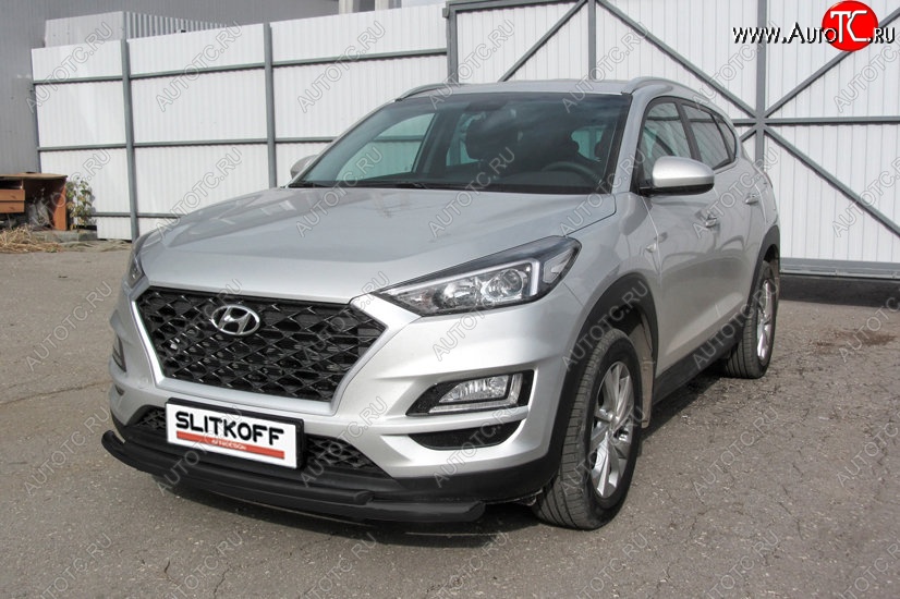 10 649 р. Защита переднего бампера Turbo Slitkoff (двойная, d57/42 мм)  Hyundai Tucson  TL (2018-2021) рестайлинг (Сталь с полимерным покрытием. Цвет: чёрный)  с доставкой в г. Чебоксары