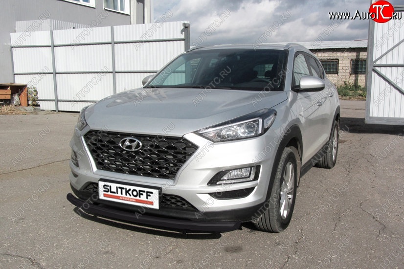 9 999 р. Защита переднего бампера Turbo Slitkoff (d57 мм)  Hyundai Tucson  TL (2018-2021) рестайлинг (Сталь с полимерным покрытием. Цвет: чёрный)  с доставкой в г. Чебоксары