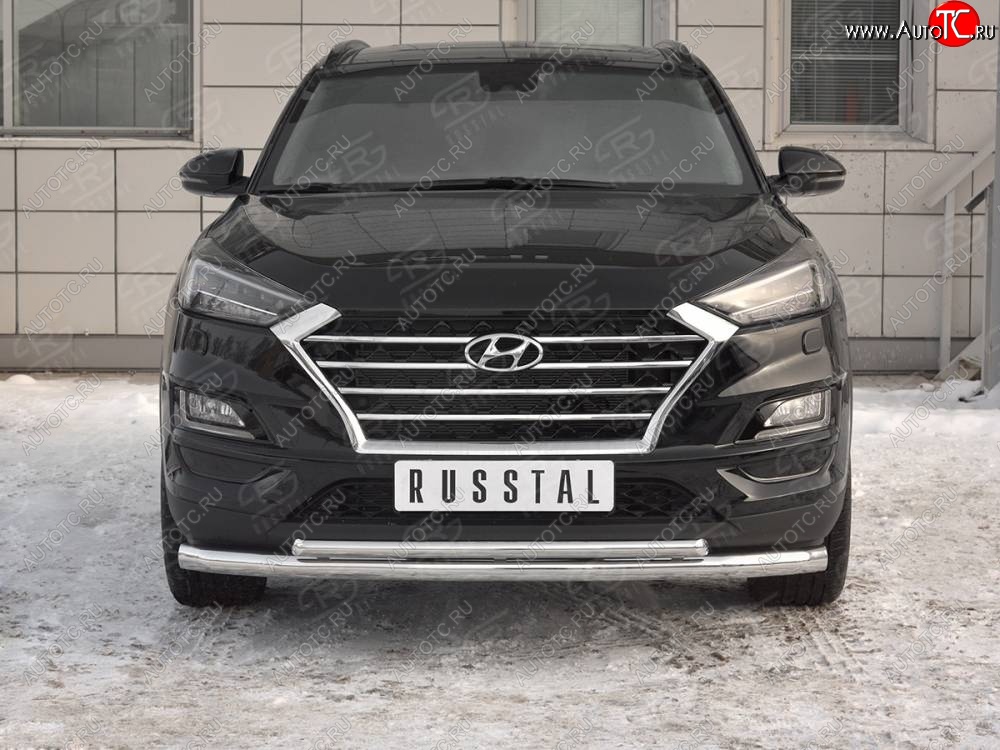 17 899 р. Защита переднего бампера (2 трубы Ø63 и 42 мм, нержавейка) SLITKOFF  Hyundai Tucson  TL (2018-2021) рестайлинг  с доставкой в г. Чебоксары