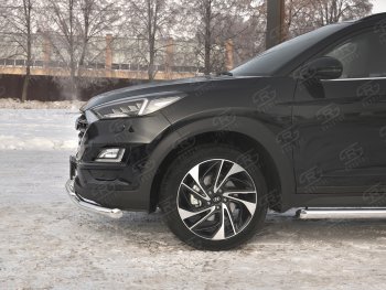 17 899 р. Защита переднего бампера (2 трубы Ø63 и 42 мм, нержавейка) SLITKOFF  Hyundai Tucson  TL (2018-2021) рестайлинг  с доставкой в г. Чебоксары. Увеличить фотографию 3